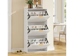 Zapatero con 3 puertas - Blanco 60 x 24 x 114 cm