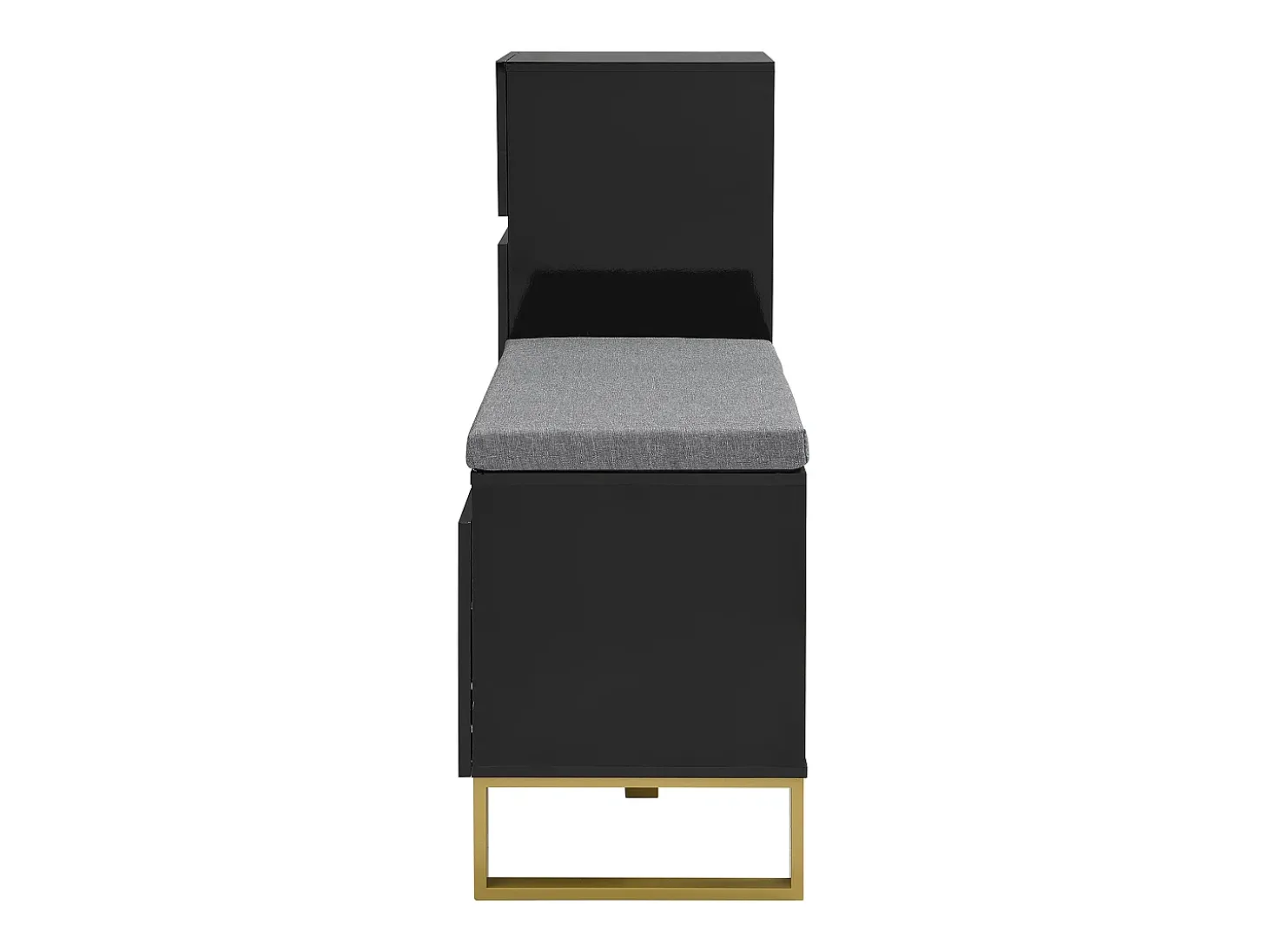 Zapatero con 3 puertas, 1 cajón y cojín - Negro y dorado