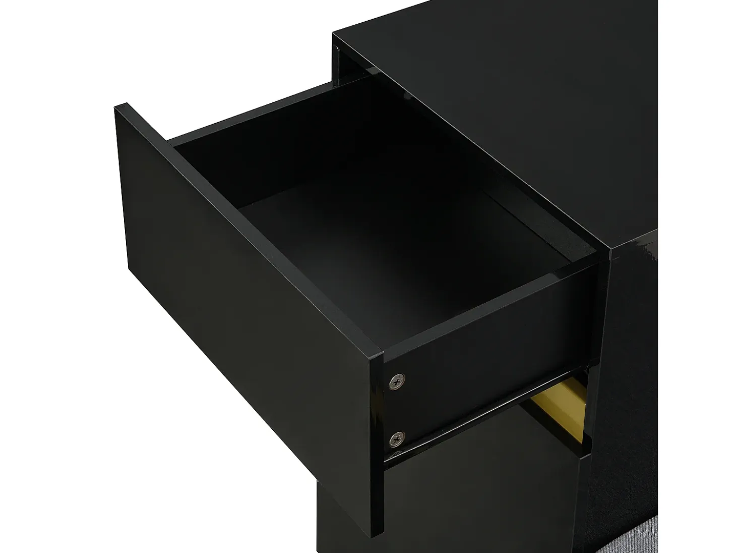 Zapatero con 3 puertas, 1 cajón y cojín - Negro y dorado