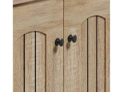 Zapatero con 2 puertas - estantes regulables - Color madera y negro
