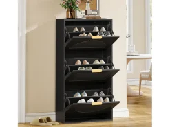 Zapatero con 3 puertas - Negro 60 x 24 x 114 cm