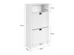 Zapatero con 2 Puertas Abatibles Zapatero Estrecho Organizador para Zapatos Blanco 60 x 24 x 110 cm FSR87-K-W SoBuy ES