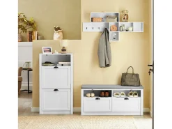 Zapatero con 2 Puertas Abatibles Zapatero Estrecho Organizador para Zapatos Blanco 60 x 24 x 110 cm FSR87-K-W SoBuy ES