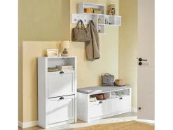Zapatero con 2 Puertas Abatibles Zapatero Estrecho Organizador para Zapatos Blanco 60 x 24 x 110 cm FSR87-K-W SoBuy ES