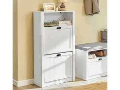 Zapatero con 2 Puertas Abatibles Zapatero Estrecho Organizador para Zapatos Blanco 60 x 24 x 110 cm FSR87-K-W SoBuy ES