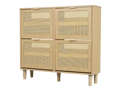 Zapatero con 4 puertas abatibles - paneles de partículas - Roble claro