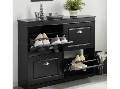 Zapatero con 4 Puertas Organizador para Zapatos 105 x 24 x 82 cm ES Negro FSR79-SCH SoBuy ES