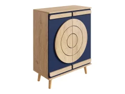 Zapatero con 2 puertas redondas y geométricas - Azul y natural claro