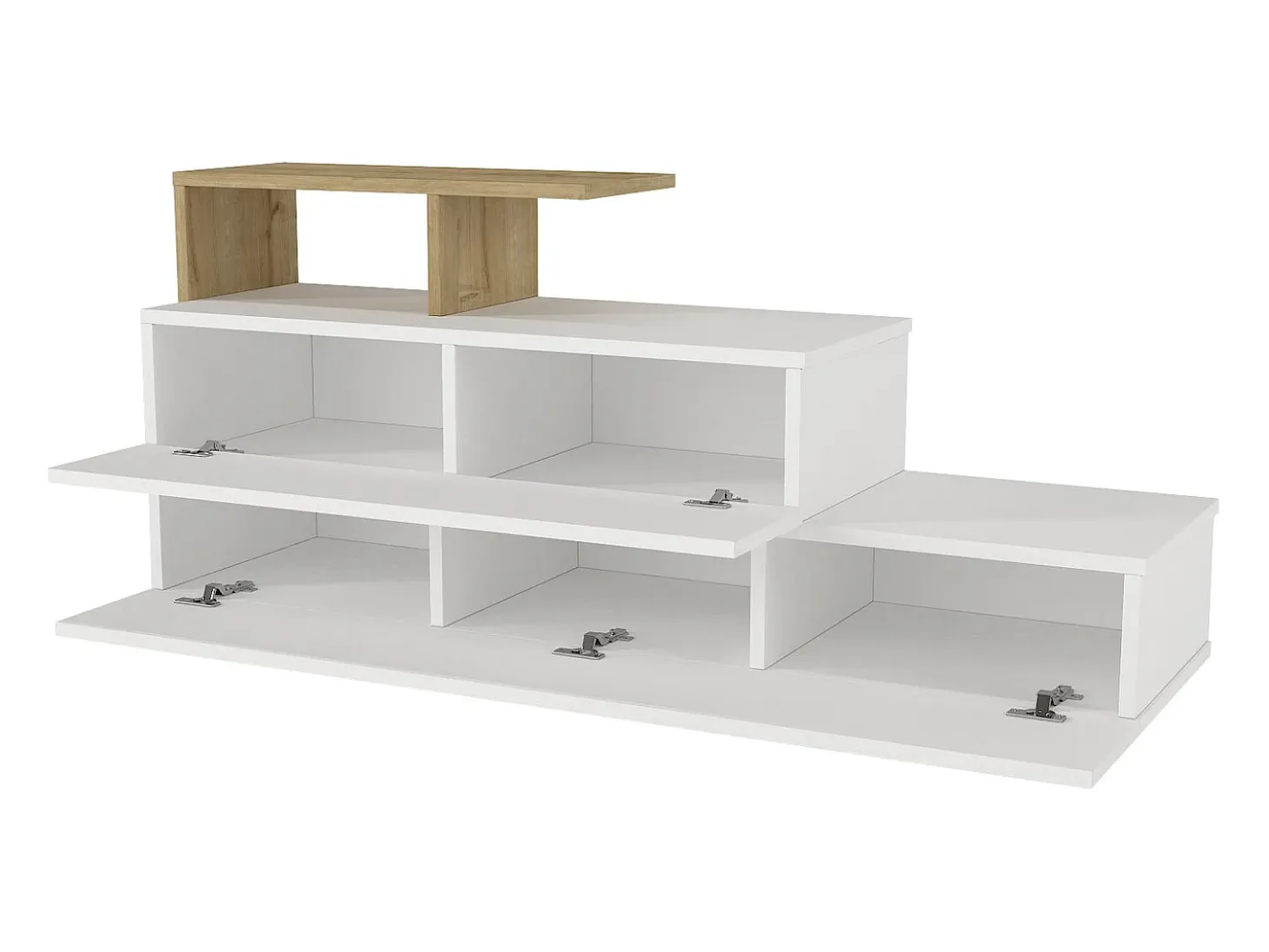 Zapatero con 2 puertas y 1 estante - Blanco y Natural - DAVISTA