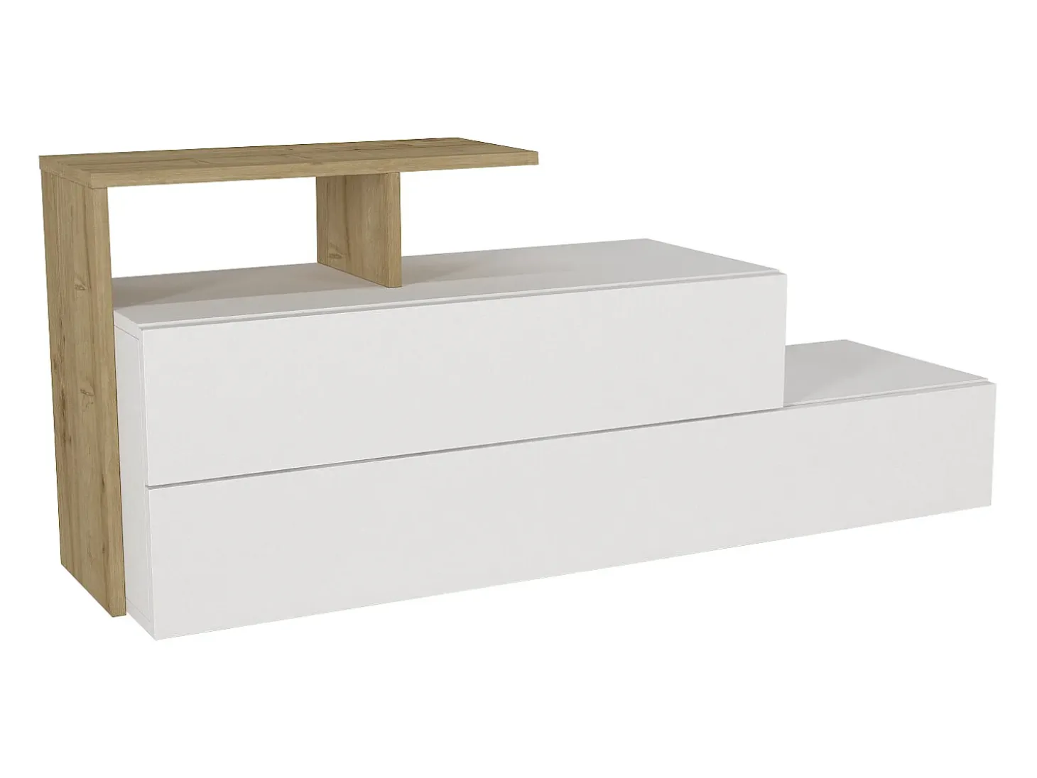 Zapatero con 2 puertas y 1 estante - Blanco y Natural - DAVISTA