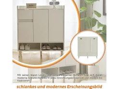 Zapatero con 3 puertas y 1 cajón - 99 x 35 x 90 cm - Estantes regulables - Tablero de partículas - Blanco