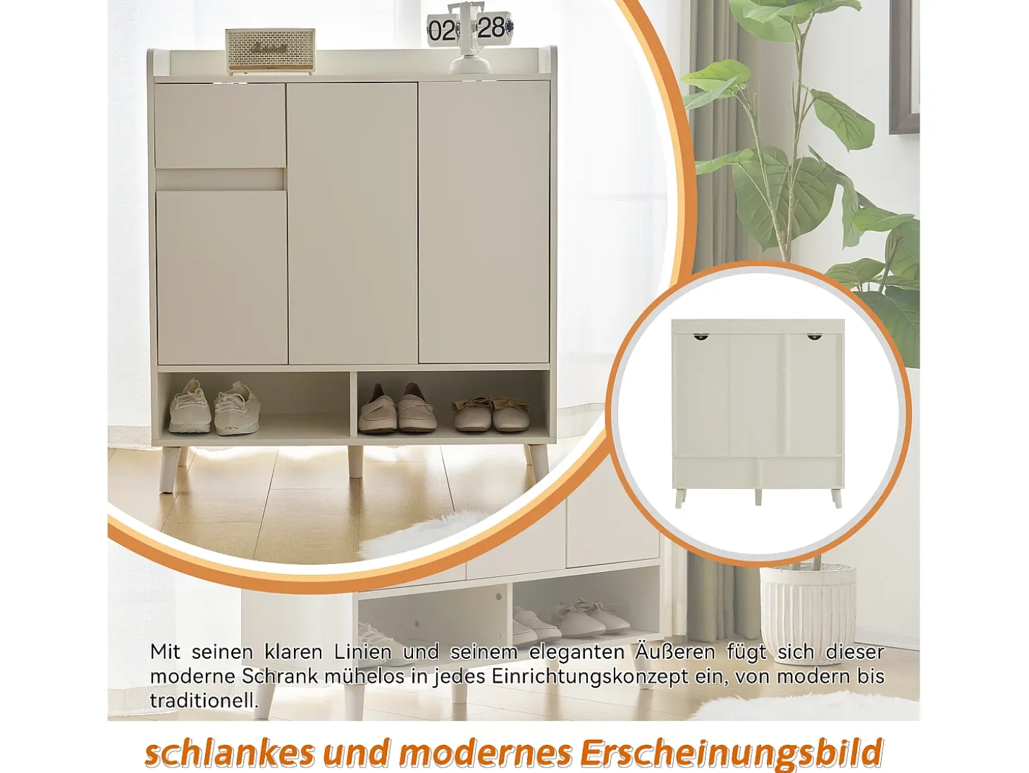 Zapatero con 3 puertas y 1 cajón - 99 x 35 x 90 cm - Estantes regulables - Tablero de partículas - Blanco