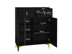 Zapatero con 2 puertas y 2 cajones - Paneles texturizados - Negro