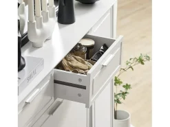 Zapatero con 2 Solapas,1 Puerta y 2 cajones Armario de Entrada Blanco 120 x 26 x 111 cm FSR104-W SoBuy ES