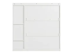 Zapatero con banco abatible, 3 estantes basculantes, almacenaje en la entrada, madera, blanco (119x24x122 cm)