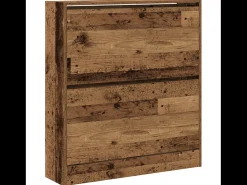 Zapatero con cajón extraíble, madera antigua, 80x21x87,5 cm