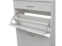 Zapatero con cajón y tapa de cristal Madera blanca
