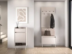 Zapatero con compartimentos y cajón – greige – 50 cm – DIOCE