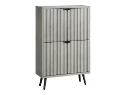 Zapatero con diseño de ranuras, 2 cajones abatibles, MDF, gris (60x24x94 cm)