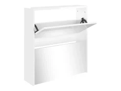 Zapatero con espejo de 2 niveles, blanco brillante, 63x17x67cm