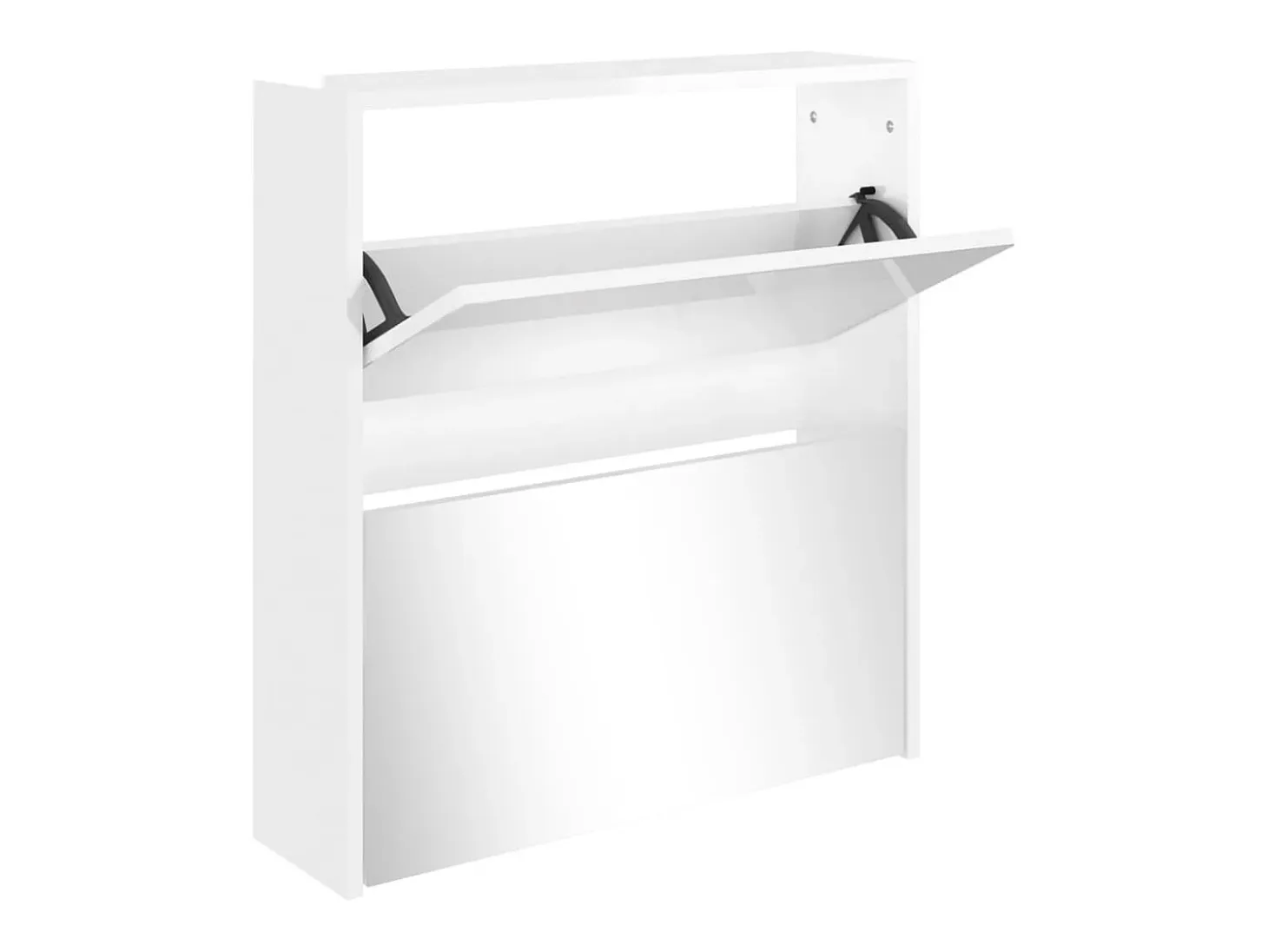 Zapatero con espejo de 2 niveles, blanco brillante, 63x17x67cm
