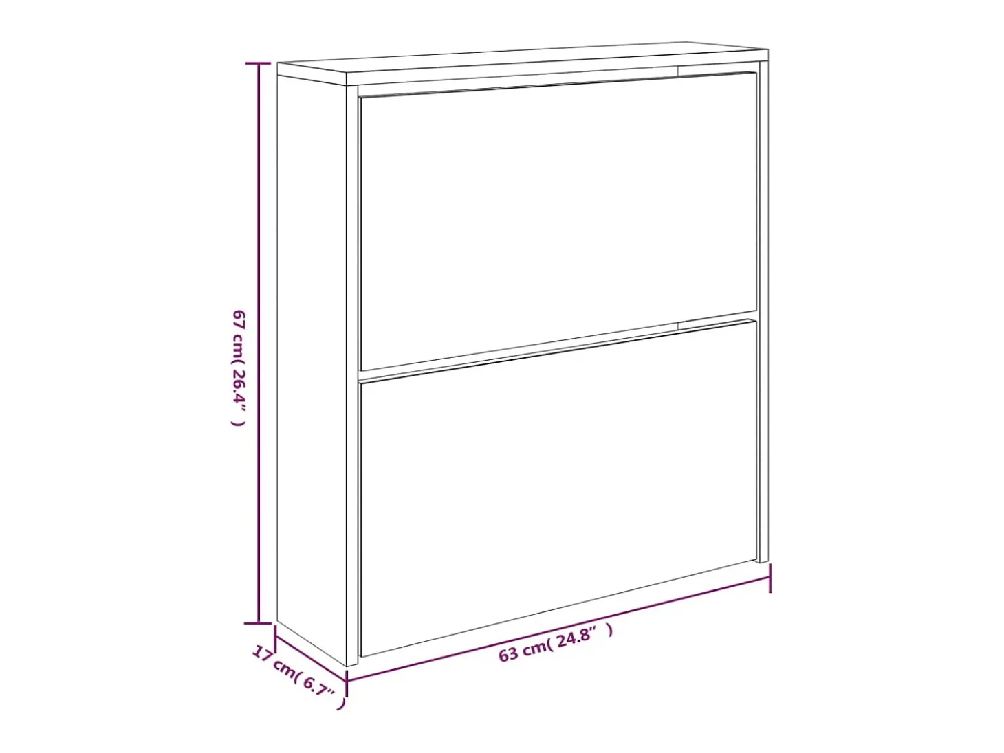 Zapatero con espejo de 2 niveles, blanco brillante, 63x17x67cm