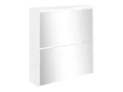 Zapatero con espejo de 2 niveles, blanco brillante, 63x17x67cm