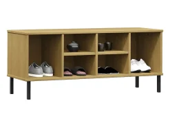 Zapatero con patas de metal Marrón 106x35x45 cm OSLO Madera