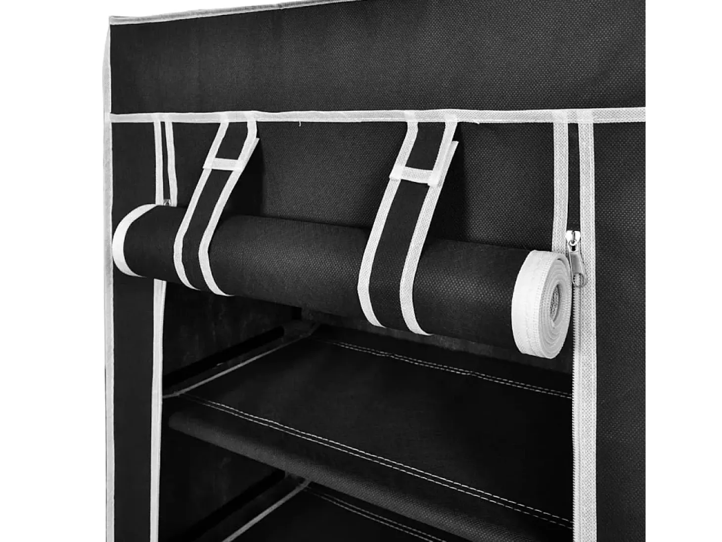 Zapatero con tapa 58 x 28 x 106 cm Tela negra