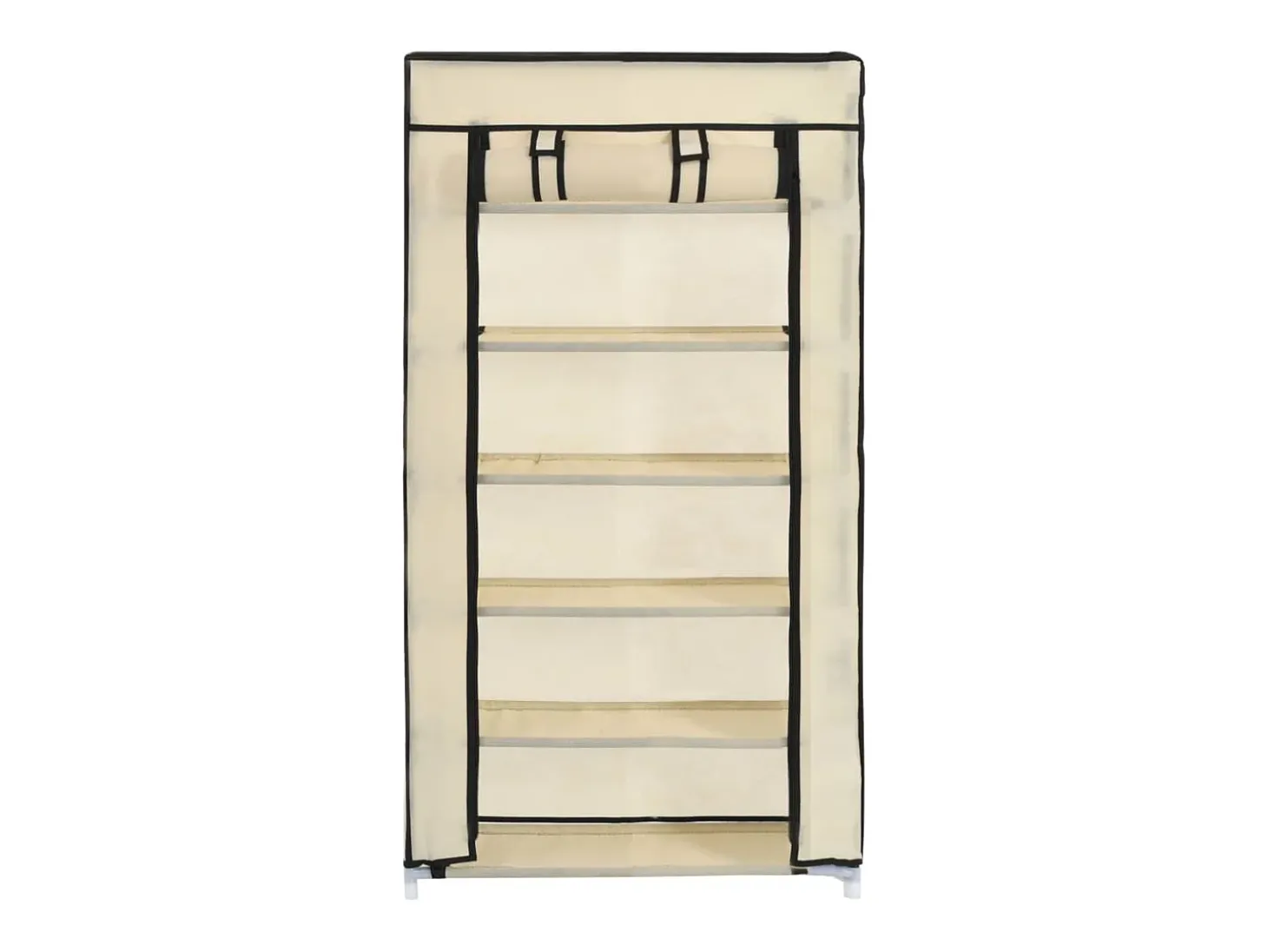 Zapatero con tapa Crema 58x28x106 cm Tela