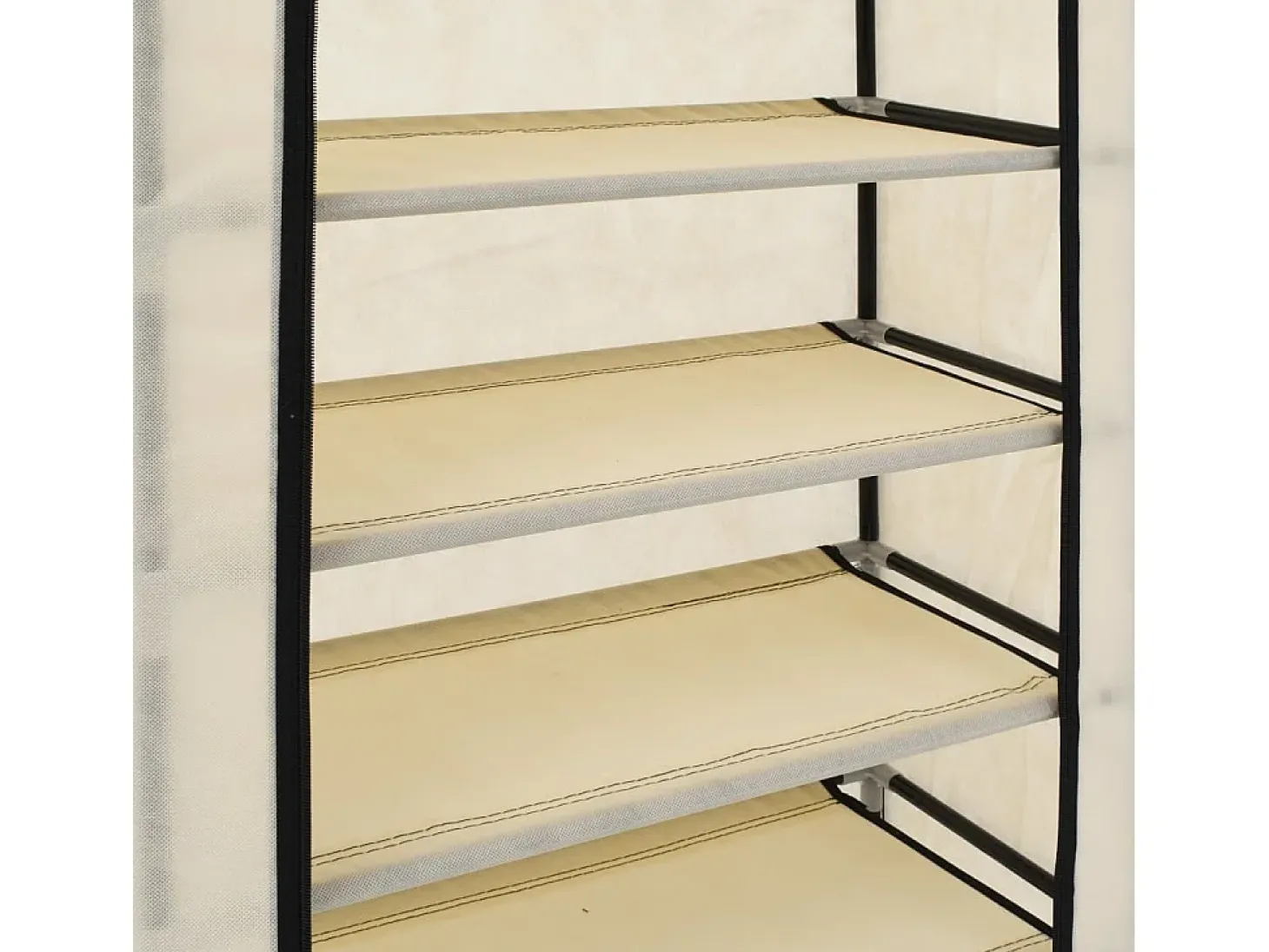 Zapatero con tapa Crema 58x28x106 cm Tela