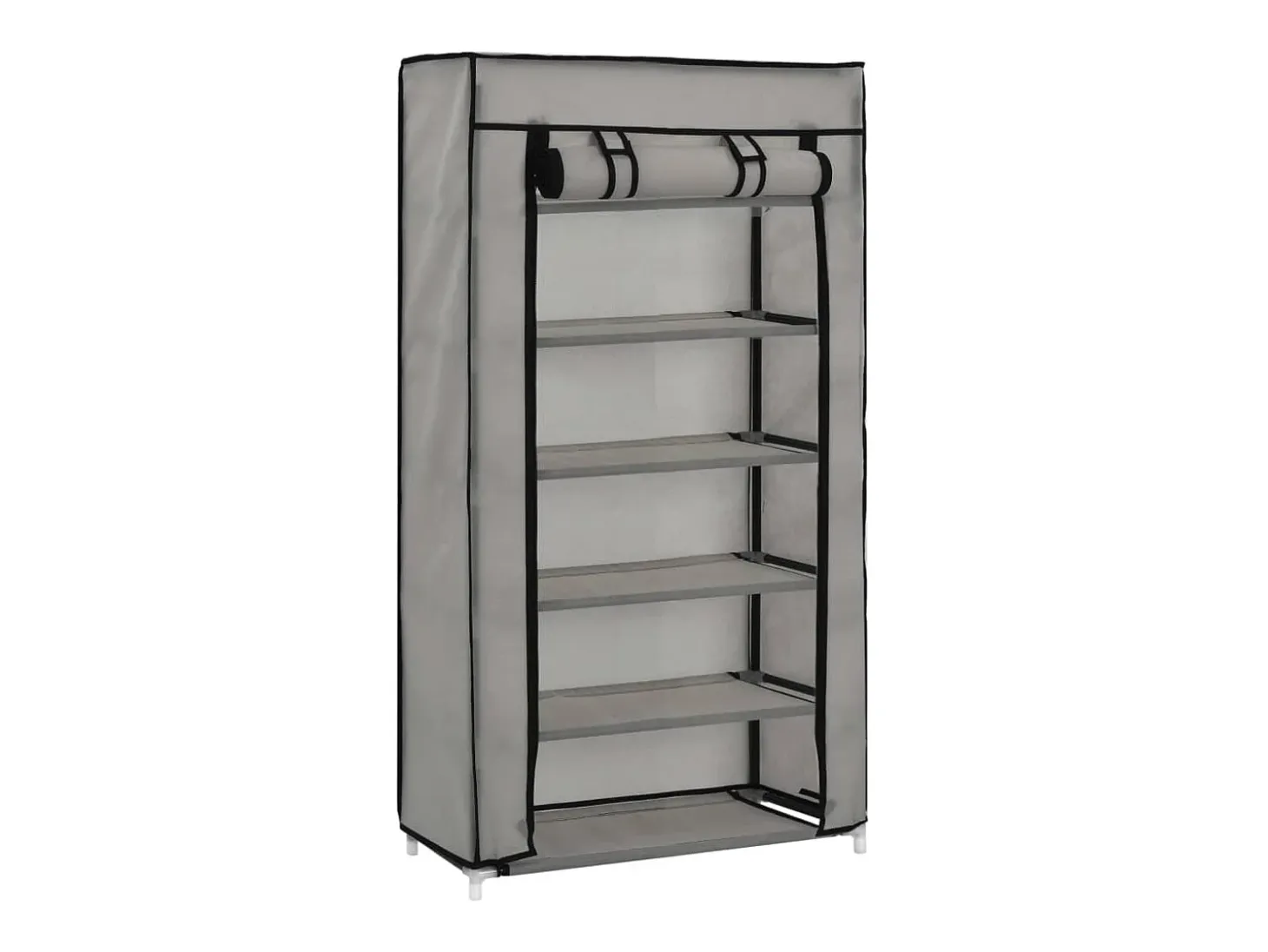 Zapatero con tapa Gris 58x28x106 cm Tela
