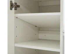 Zapatero con varios niveles de almacenamiento y asiento acolchado, color blanco