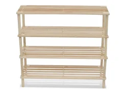 Zapatero de 4 estantes, 2 piezas de madera maciza de abeto