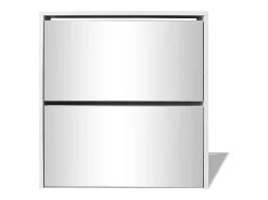 Zapatero de 2 niveles con espejo 63x17x67 cm Blanco