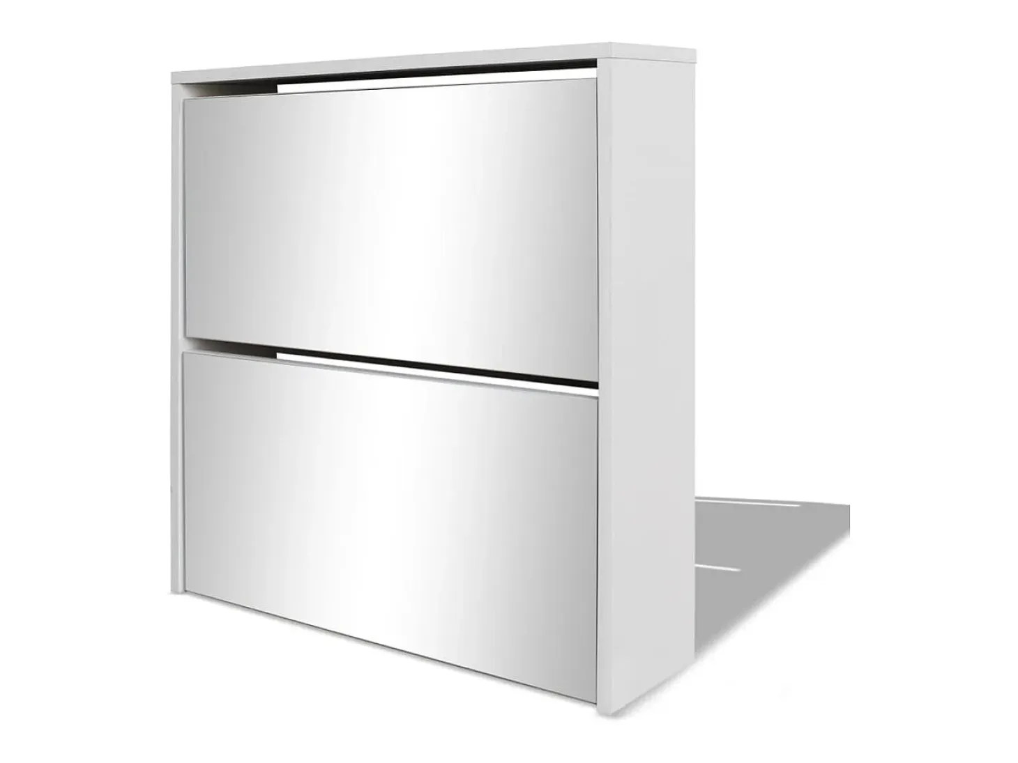 Zapatero de 2 niveles con espejo 63x17x67 cm Blanco