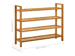 Zapatero de 4 niveles 100x27x80 cm Roble macizo
