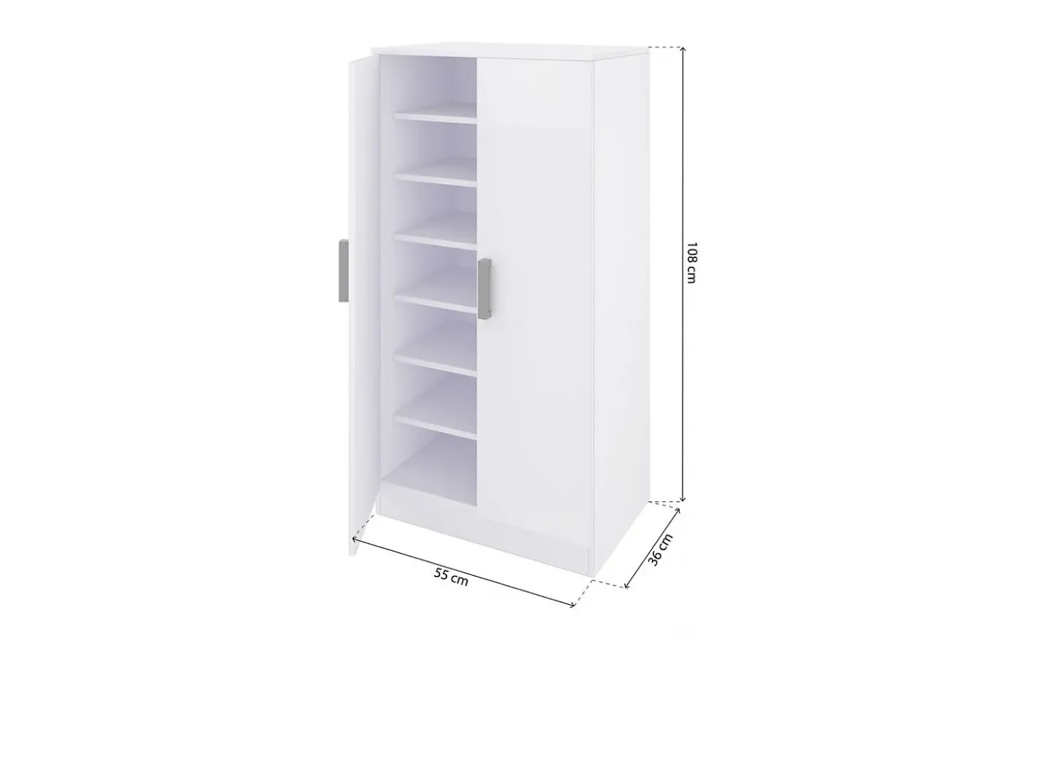 Zapatero de 2 puertas en blanco mate 55x108 cm Liam Blanco Artik (Blanco Mate)
