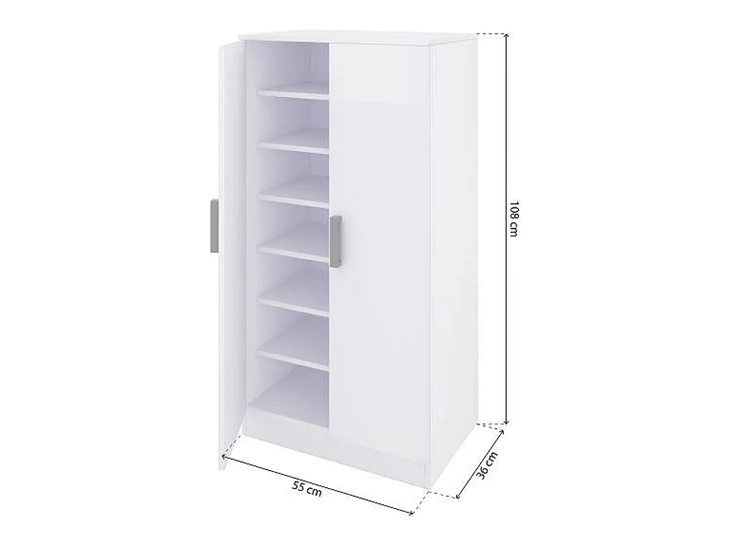 Zapatero de 2 puertas en blanco mate 55x108 cm Liam Blanco Artik (Blanco Mate)
