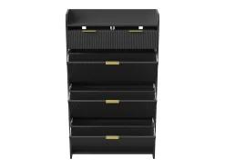 Zapatero de 3 puertas y 2 cajones con estante zapatero inclinable, 77 x 24 x 133,5 cm, negro