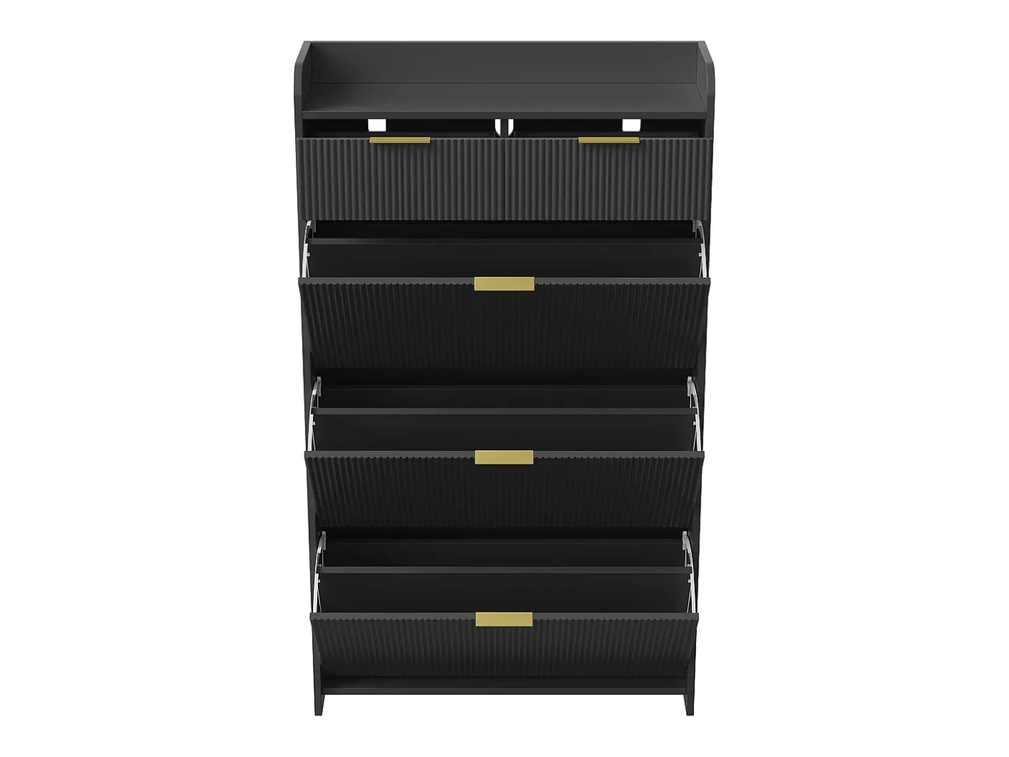 Zapatero de 3 puertas y 2 cajones con estante zapatero inclinable, 77 x 24 x 133,5 cm, negro