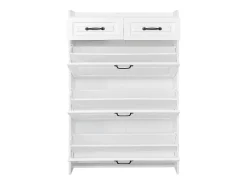 Zapatero de aglomerado - 3 puertas abatibles y 2 cajones - Blanco