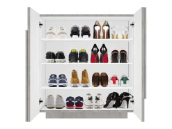 Zapatero de entrada 2 puertas diseño hormigón moderno 16 pares de zapatos Ping C16