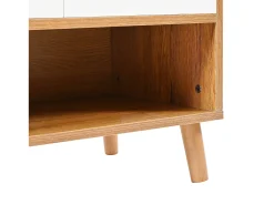 Zapatero de entrada con estantes regulables, 3 puertas y 1 cajón, patas de madera - blanco y natural