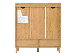 Zapatero de entrada con estantes regulables, 3 puertas y 1 cajón, patas de madera - blanco y natural