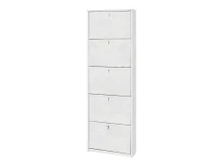Zapatero de entrada de diseño delgado moderno 5 puertas 12 pares de zapatos Lita - Blanco