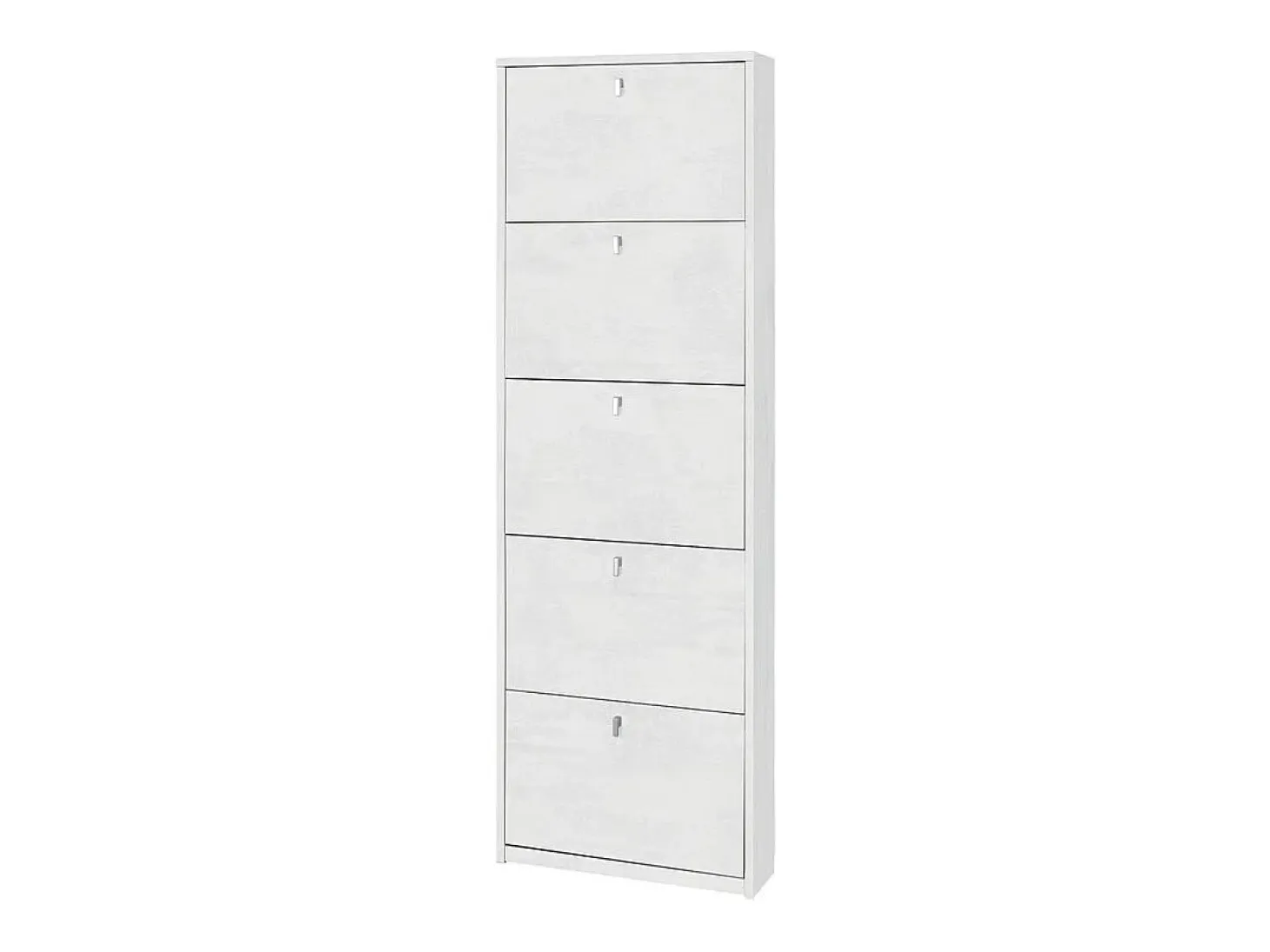 Zapatero de entrada de diseño delgado moderno 5 puertas 12 pares de zapatos Lita - Blanco