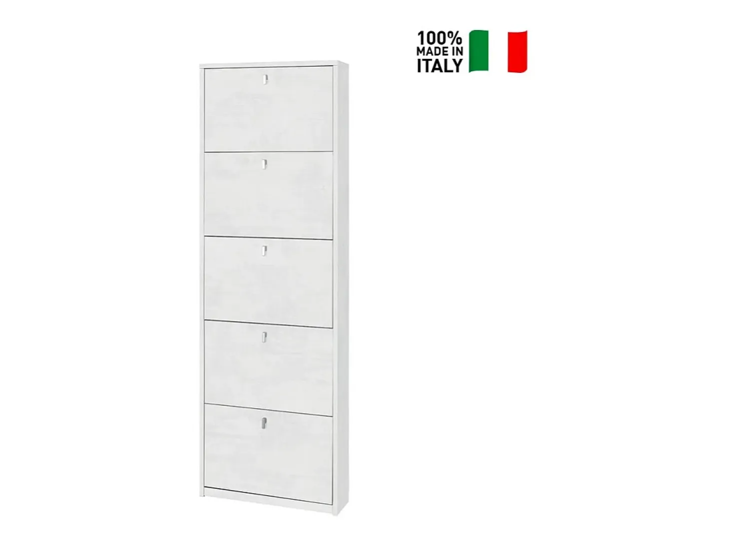 Zapatero de entrada de diseño delgado moderno 5 puertas 12 pares de zapatos Lita - Blanco