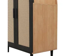 Zapatero de madera - Zapatero con 2 puertas de ratán y 3 estantes - para salones y entradas