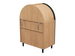 Zapatero de madera - Zapatero con 2 puertas de ratán y 3 estantes - para salones y entradas